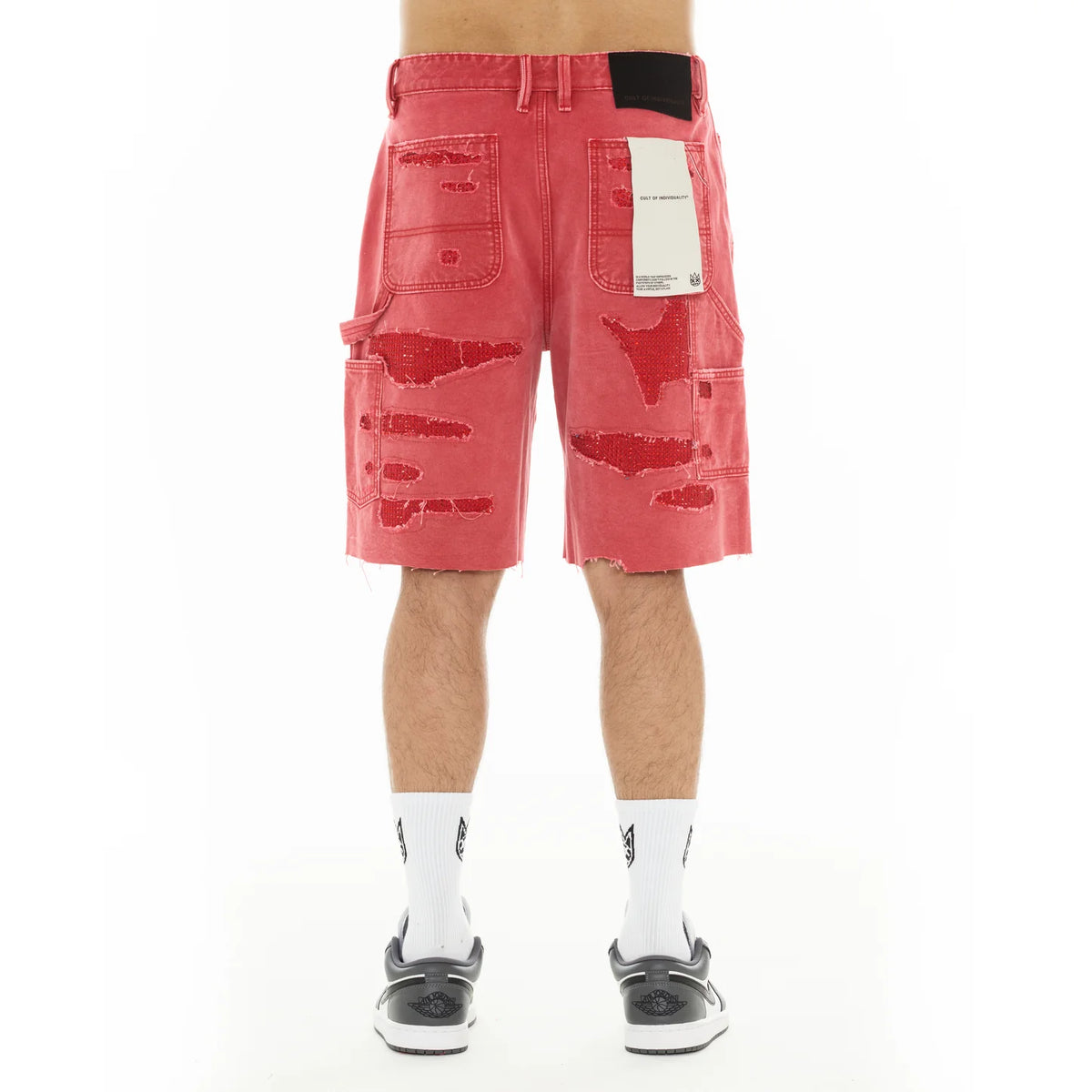 Men's Cult Of Individuality Grunge Carpenter Shorts in Red Canvas