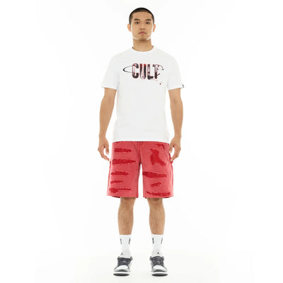 Men's Cult Of Individuality Grunge Carpenter Shorts in Red Canvas