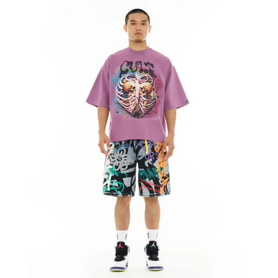Men's Cult of Individuality Grunge Shorts in Graffiti