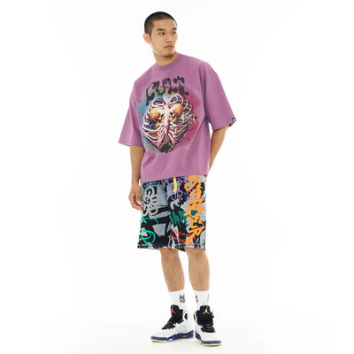 Men's Cult of Individuality Grunge Shorts in Graffiti