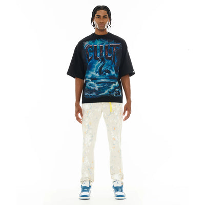Men's Cult Of Individuality Oversized Short Sleeve Crew Neck Tee "Sea Of Sorrow" in Black