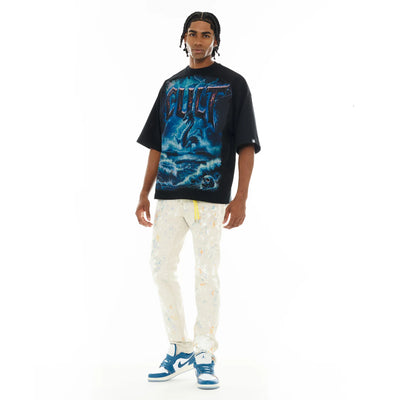 Men's Cult Of Individuality Oversized Short Sleeve Crew Neck Tee "Sea Of Sorrow" in Black