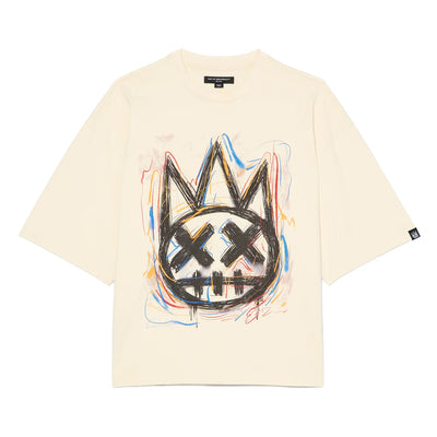 Men's Cult Of Individuality Oversized Short Sleeve Crew Neck Tee "Scribble Logo" in Winter White