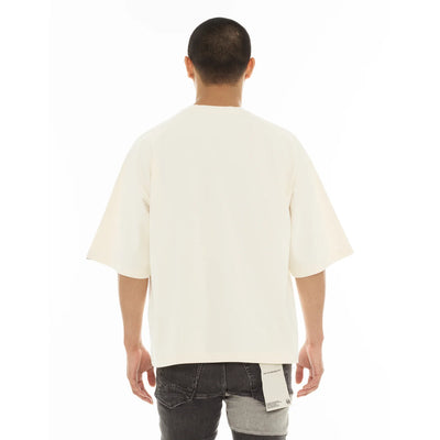 Men's Cult Of Individuality Oversized Short Sleeve Crew Neck Tee "Scribble Logo" in Winter White