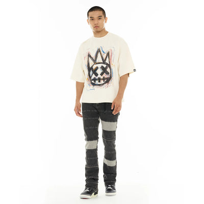 Men's Cult Of Individuality Oversized Short Sleeve Crew Neck Tee "Scribble Logo" in Winter White