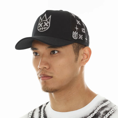 Men's Cult of Individuality Repeat Pattern Monochromatic Hat In Black