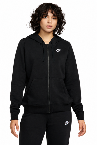 Women's Nike Sportswear Club Fleece Full Zip Black/White DQ5471-010
