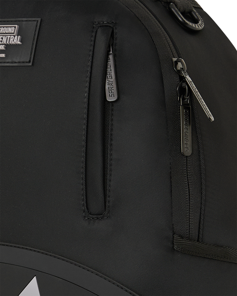 Sprayground Shark Central Black Nylon Gray Embossed Backpack