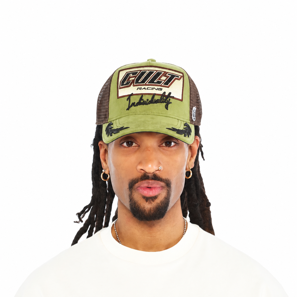 Men's Cult Of Individuality Cult Racing Trucker Hat Olive 626bc-ch54a-oliv