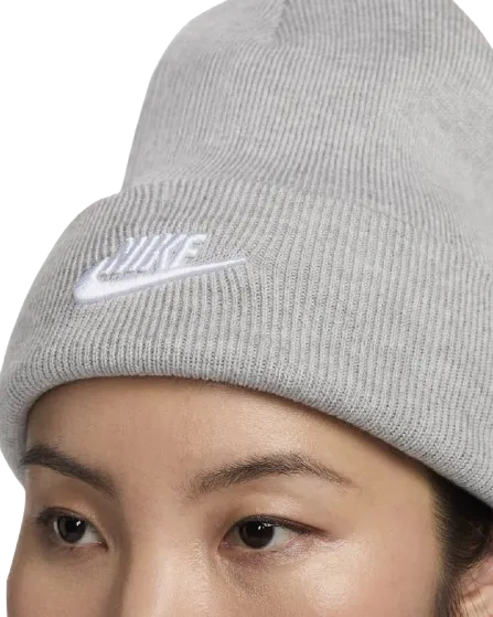 Unisex Nike Peak Futura Beanie Hat - Dark Grey Heather &amp; White 2