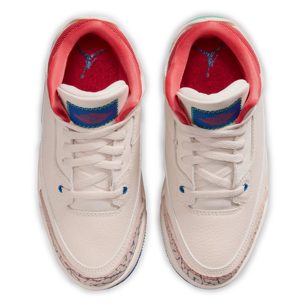 Little Kid's Air Jordan 3 Retro Play Your Way Chalk/Track Red/True Blue/Kinetic Green IO2074-100