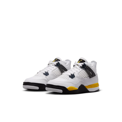 Little Kid's Air Jordan 4 Retro White/Tour Yellow-Dark Blue Grey-Black BQ7669-102