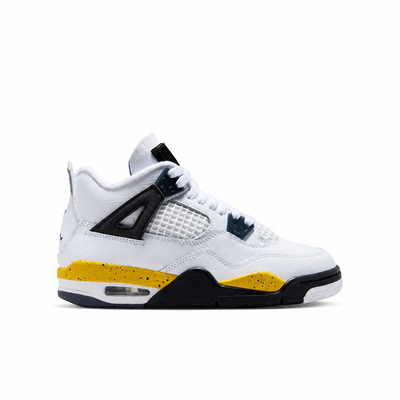 Big Kid's Air Jordan 4 Retro Tour Yellow White/Tour Yellow-Dark Blue Grey-Black 408452-102