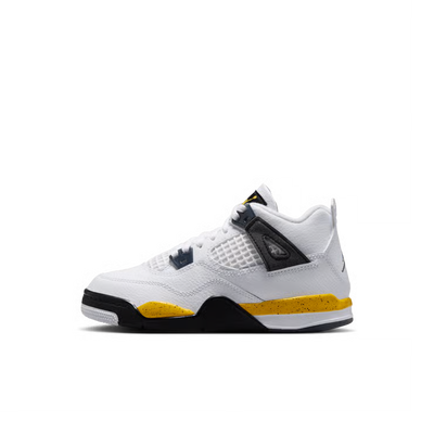 Little Kid's Air Jordan 4 Retro White/Tour Yellow-Dark Blue Grey-Black BQ7669-102