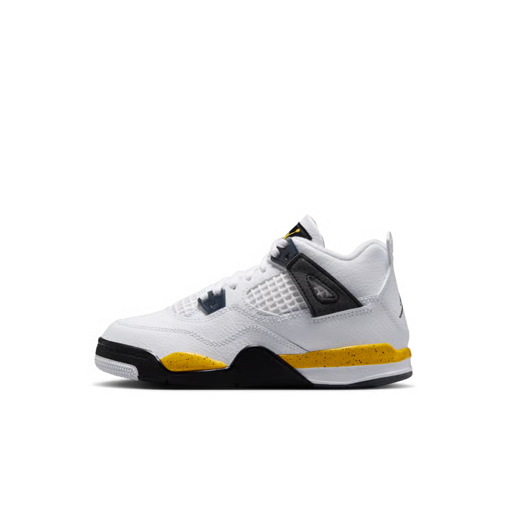 Little Kid's Air Jordan 4 Retro White/Tour Yellow-Dark Blue Grey-Black BQ7669-102