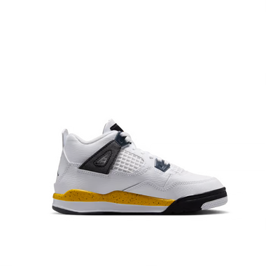 Little Kid's Air Jordan 4 Retro White/Tour Yellow-Dark Blue Grey-Black BQ7669-102