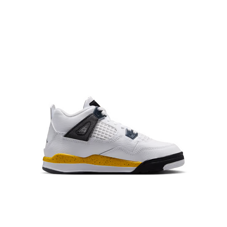 Little Kid's Air Jordan 4 Retro White/Tour Yellow-Dark Blue Grey-Black BQ7669-102