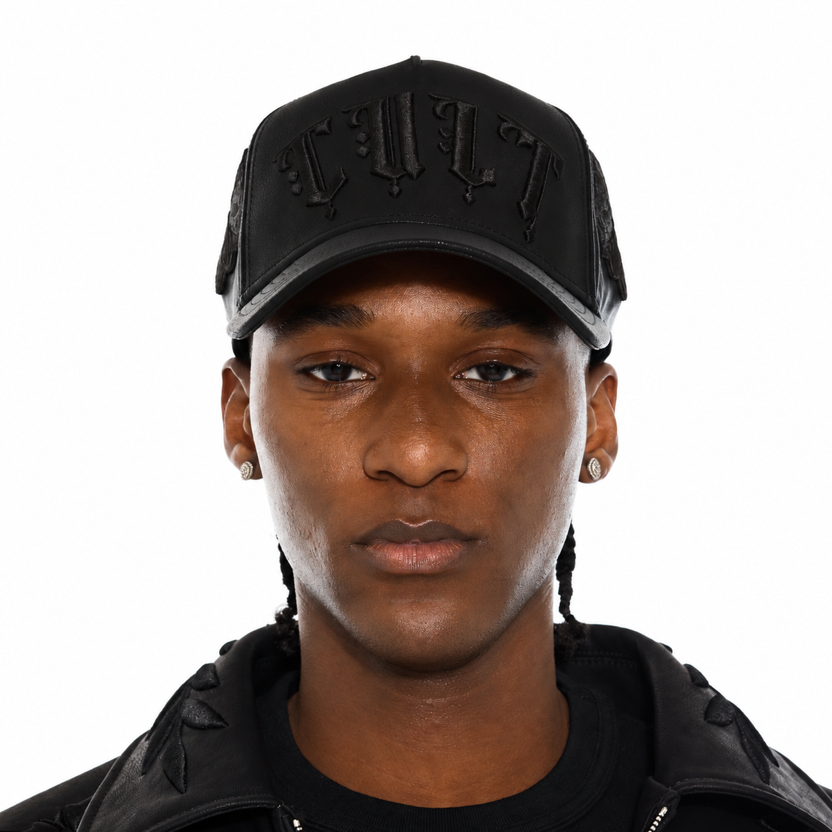 Men's Cult of Individuality El Alfa 5 Panel A-Frame Trucker Hat Flower Black 625bc-ch112a-blk