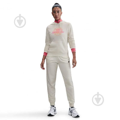 Women's Nike Sportswear Club Fleece Hoodie - Off White/Pink 6