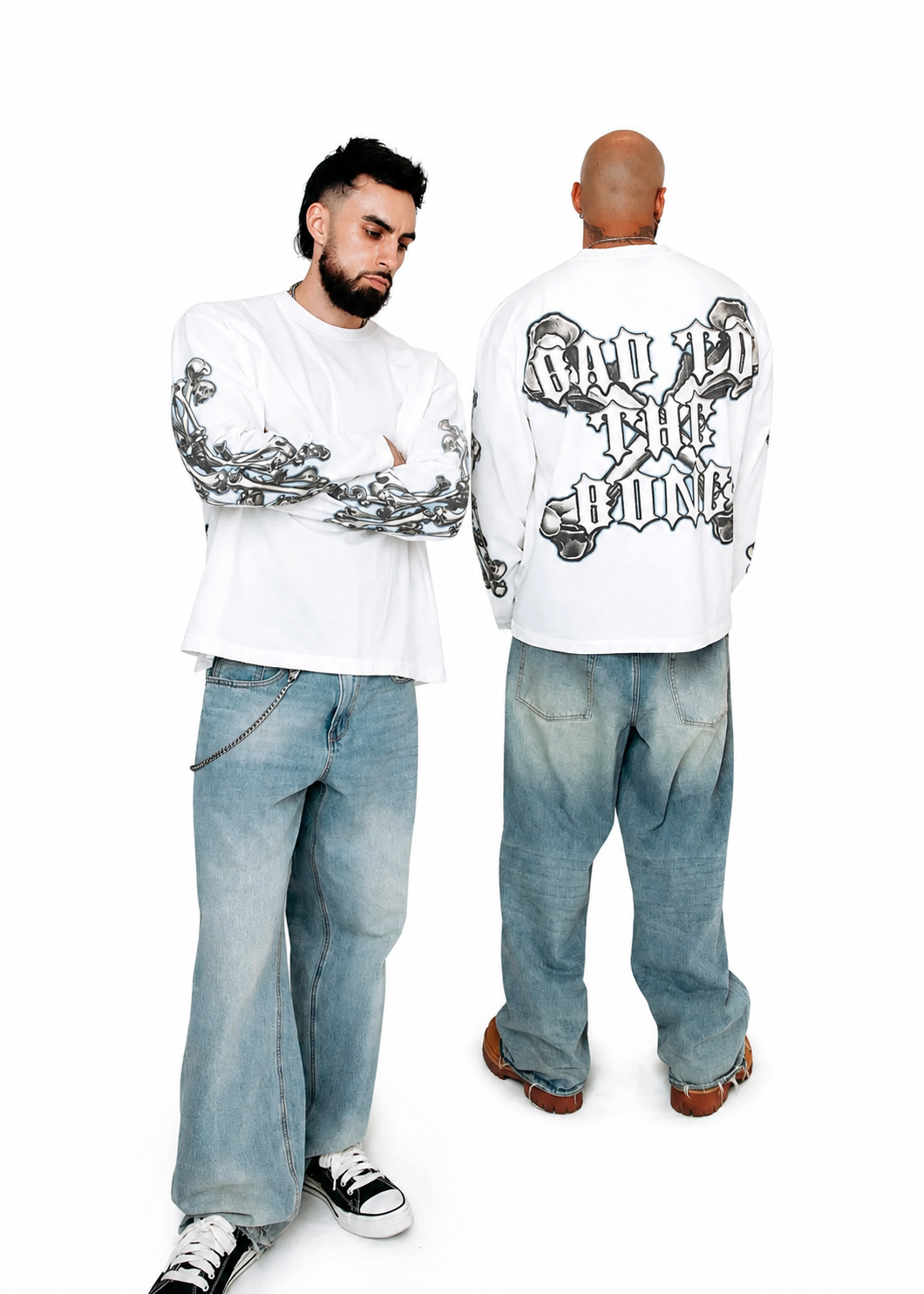 Men's Commons Bad to the Bone Long Sleeve Tee White ch5459-wht
