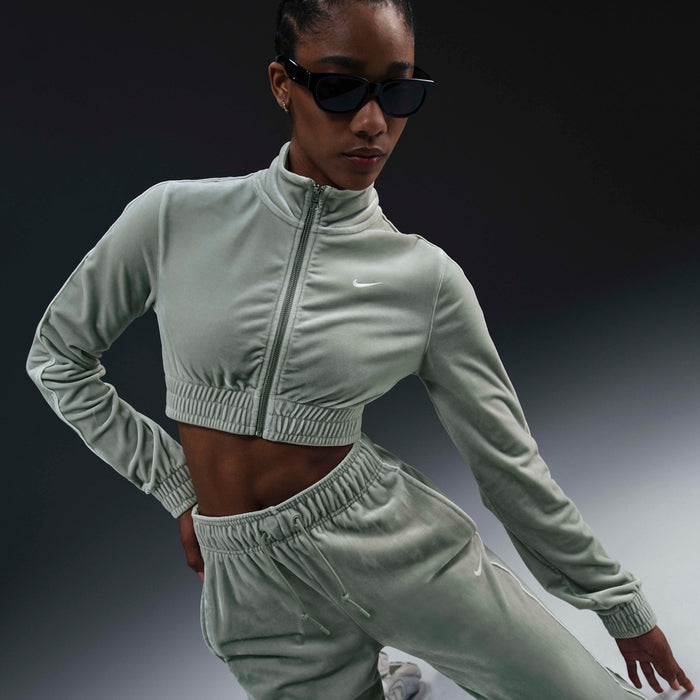 Women's Nike Sportswear Collection Cropped Velour Full-Zip Top Jade Horizon/Sail/Sail FZ3679-370