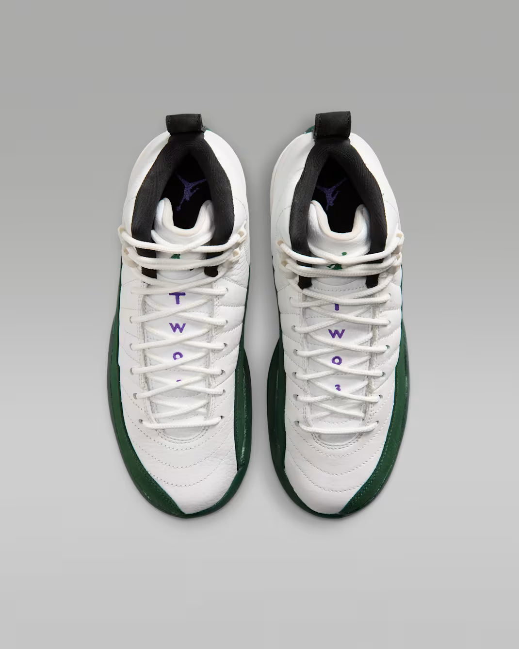 Big Kid's Air Jordan 12 Retro Summit White/Gorge Green-Black-Fierce Purple 153265-103