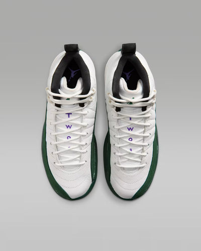Big Kid's Air Jordan 12 Retro Summit White/Gorge Green-Black-Fierce Purple 153265-103
