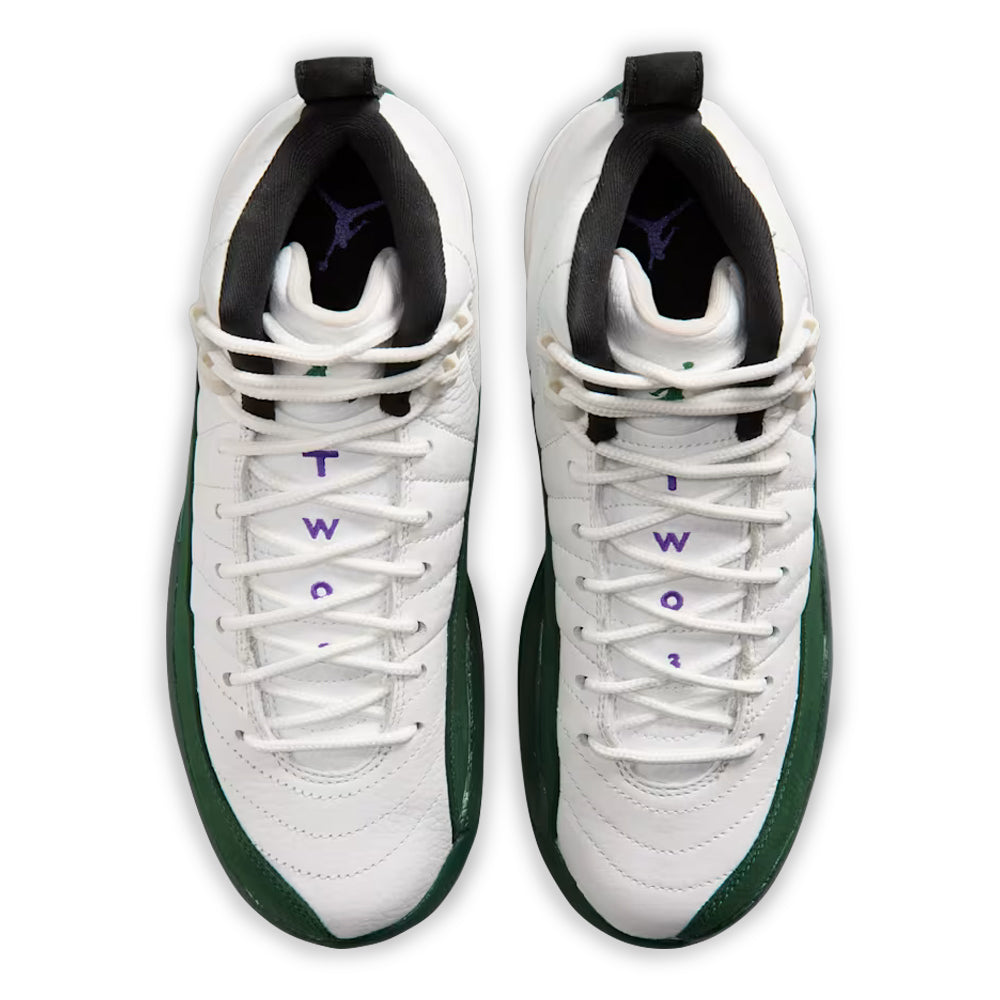 Big Kid's Air Jordan 12 Retro Summit White/Gorge Green-Black-Fierce Purple 153265-103