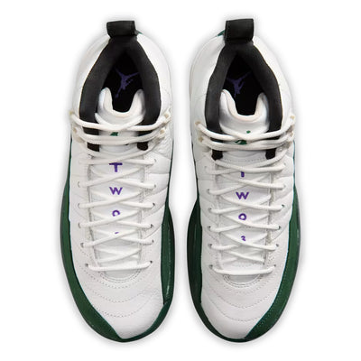 Big Kid's Air Jordan 12 Retro Summit White/Gorge Green-Black-Fierce Purple 153265-103