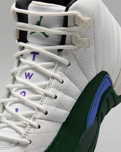 Big Kid's Air Jordan 12 Retro Summit White/Gorge Green-Black-Fierce Purple 153265-103