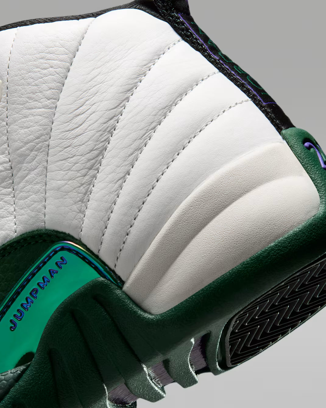 Big Kid's Air Jordan 12 Retro Summit White/Gorge Green-Black-Fierce Purple 153265-103