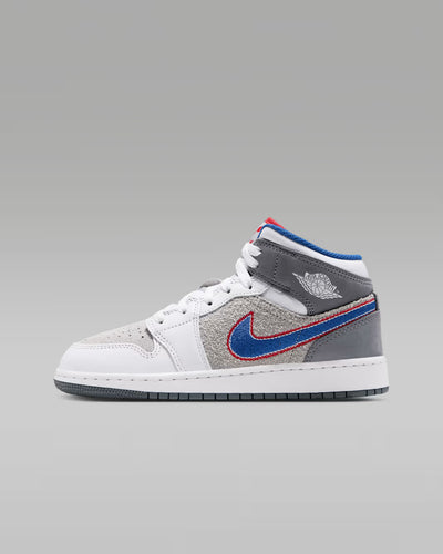 Big Kid's Air Jordan 1 Mid SE "Hare" Light Smoke Grey/University Red/Cool Grey/Varsity Royal IZ4720-001