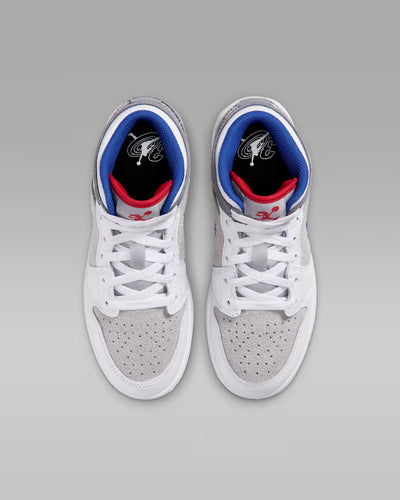 Big Kid's Air Jordan 1 Mid SE "Hare" Light Smoke Grey/University Red/Cool Grey/Varsity Royal IZ4720-001
