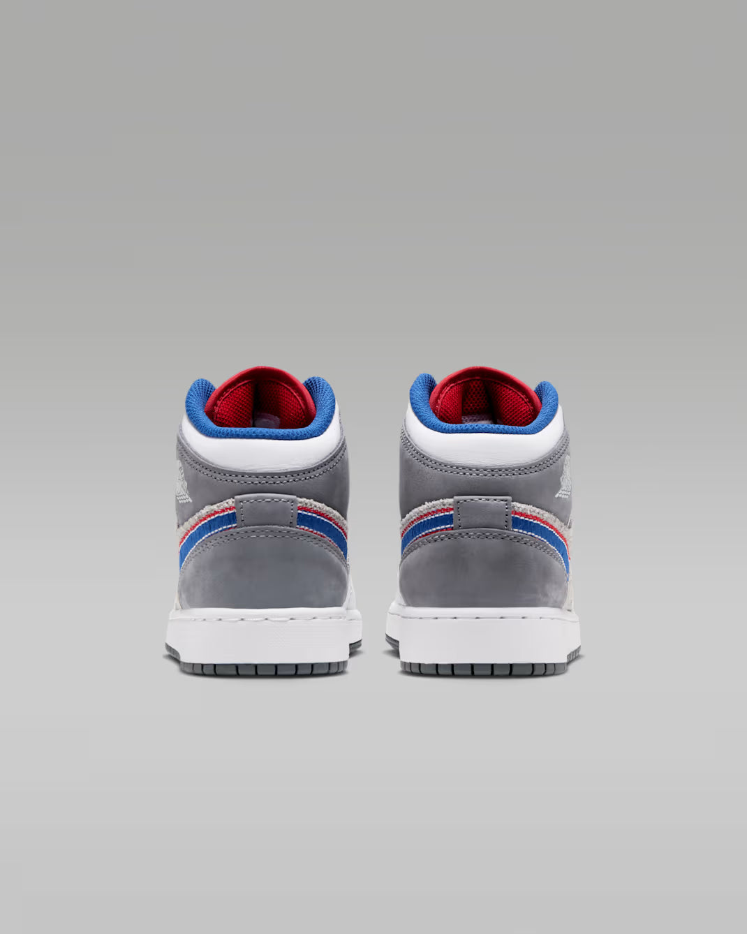 Big Kid's Air Jordan 1 Mid SE "Hare" Light Smoke Grey/University Red/Cool Grey/Varsity Royal IZ4720-001