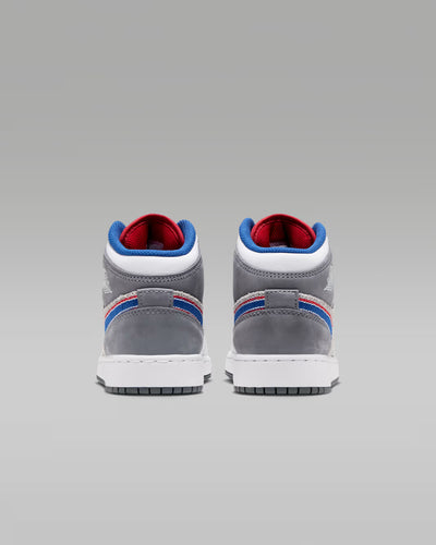 Big Kid's Air Jordan 1 Mid SE "Hare" Light Smoke Grey/University Red/Cool Grey/Varsity Royal IZ4720-001
