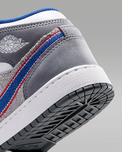 Big Kid's Air Jordan 1 Mid SE "Hare" Light Smoke Grey/University Red/Cool Grey/Varsity Royal IZ4720-001