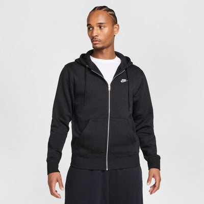 Men's Nike Club Full-Zip Fleece Hoodie - Black/White 1