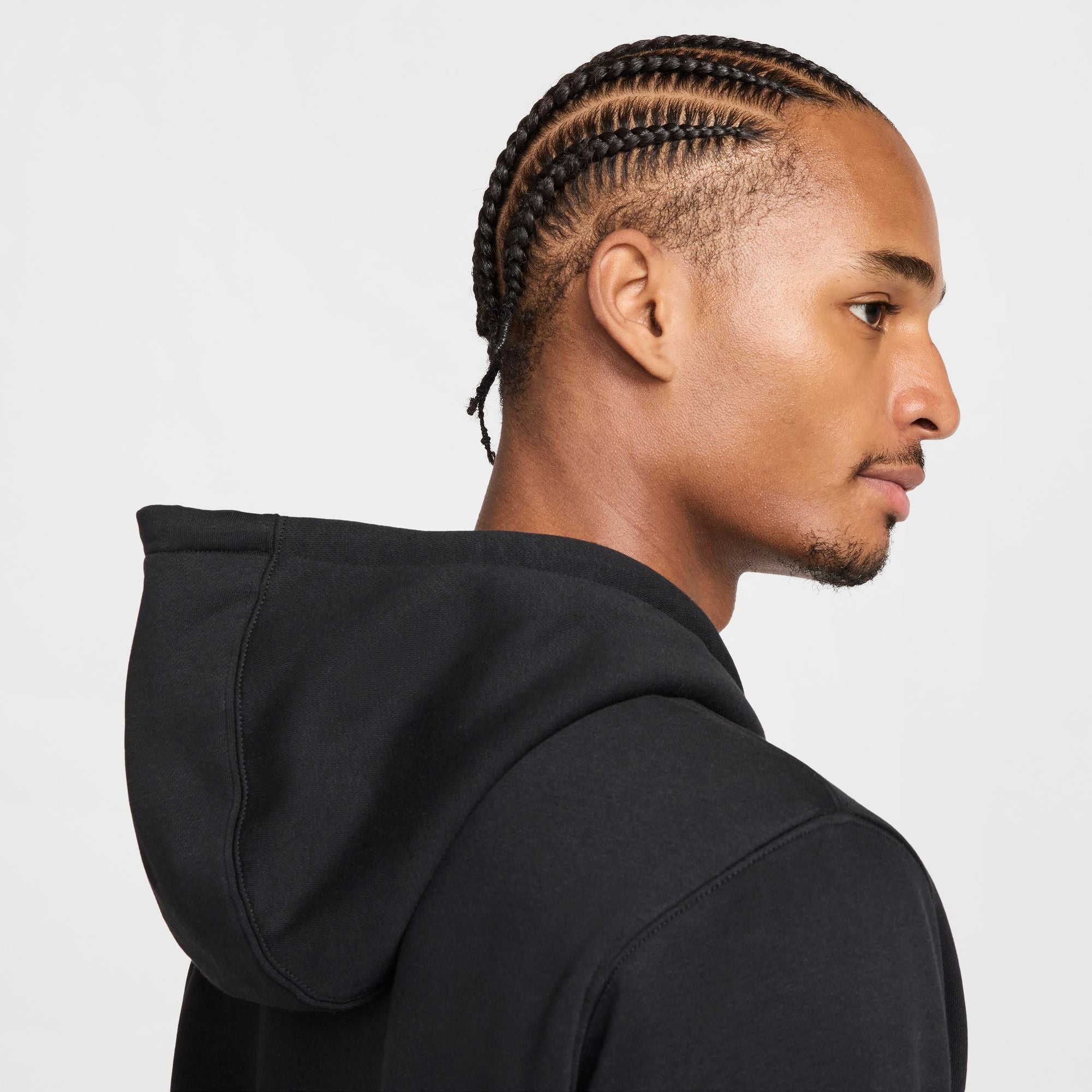 Men's Nike Club Full-Zip Fleece Hoodie - Black/White 6