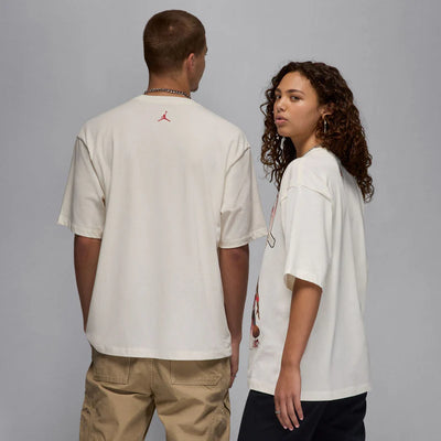 Men's Jordan Flight Essentials Oversized T-Shirt - Sail/Varsity Red 4