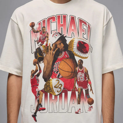 Men's Jordan Flight Essentials Oversized T-Shirt - Sail/Varsity Red 3