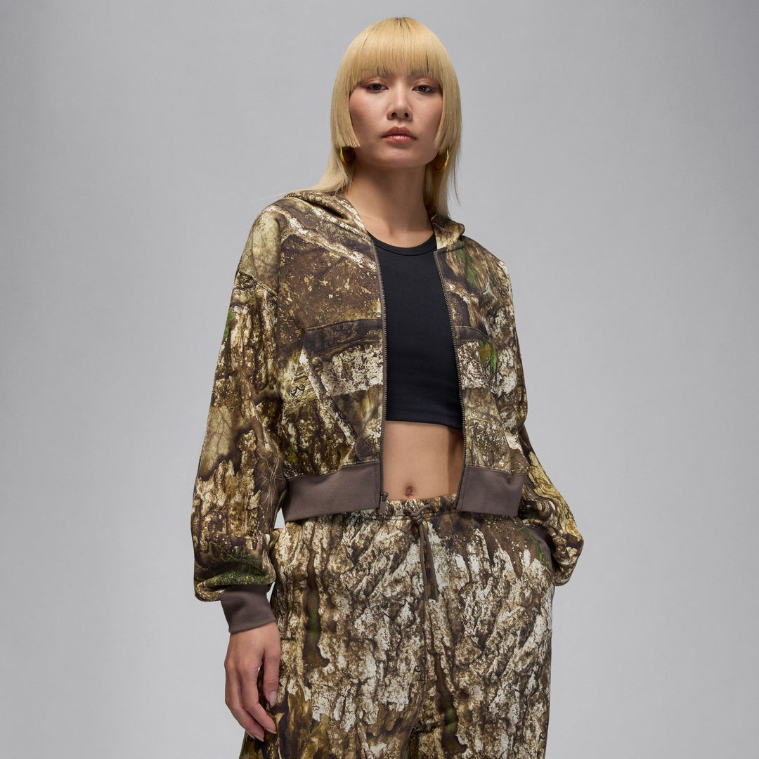 Women's Jordan Brooklyn Fleece Realtree Mod Crop Full-Zip Hoodie - Sail/Sail 1