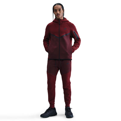 Men's Nike Tech Fleece Windrunner Full-Zip Jacket - Dark Team Red/Burgundy Crush-Black 2