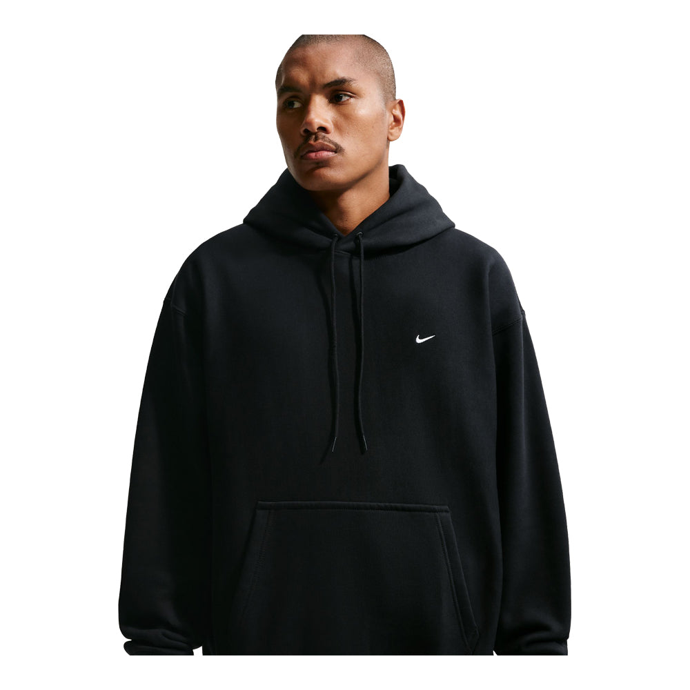 Men's Nike Solo Swoosh Life Fleece Pullover Hoodie - Black/Black/White 1