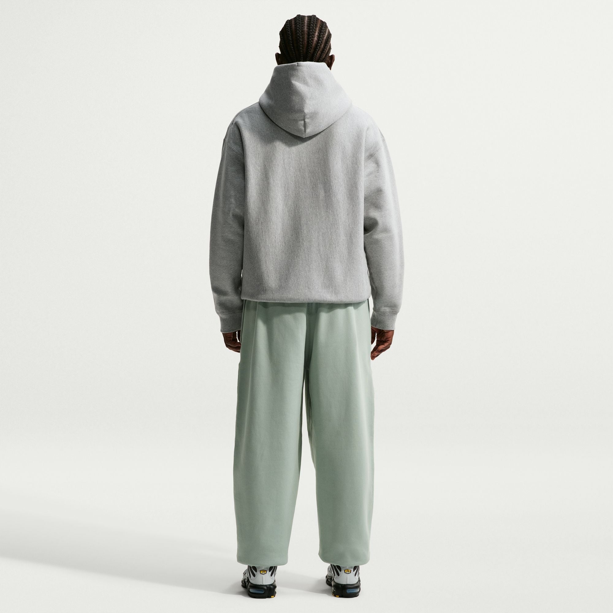 Men's Nike Solo Swoosh Pullover Hoodie - Dark Grey Heather/Light Smoke Grey/White 4