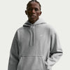 Men's Nike Solo Swoosh Pullover Hoodie - Dark Grey Heather/Light Smoke Grey/White