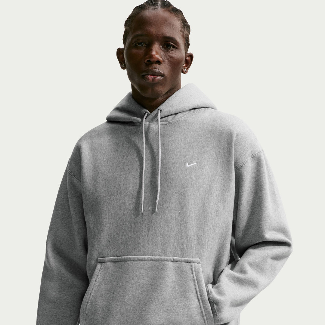 Men's Nike Solo Swoosh Pullover Hoodie - Dark Grey Heather/Light Smoke Grey/White 1