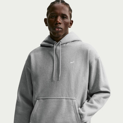Men's Nike Solo Swoosh Pullover Hoodie - Dark Grey Heather/Light Smoke Grey/White 1