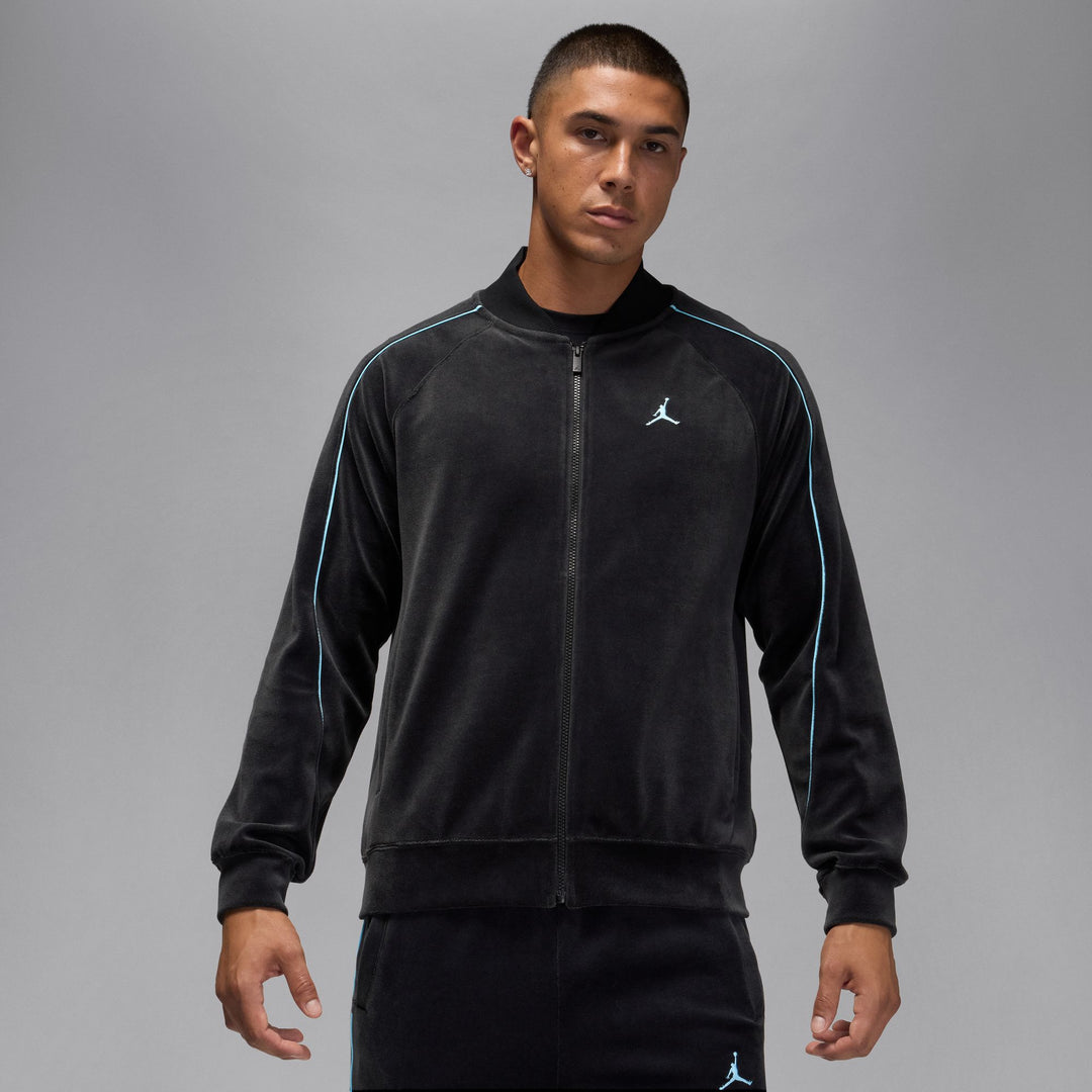 Men's Jordan Brooklyn Velour Track Jacket - Black/Blue Chill 1