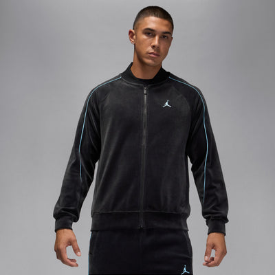 Men's Jordan Brooklyn Velour Track Jacket - Black/Blue Chill 1