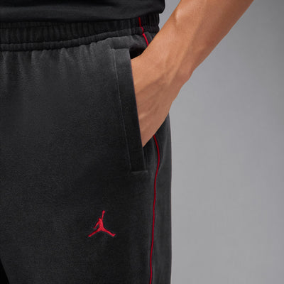 Men's Jordan Brooklyn Velour Track Pants - Black/Gym Red 5